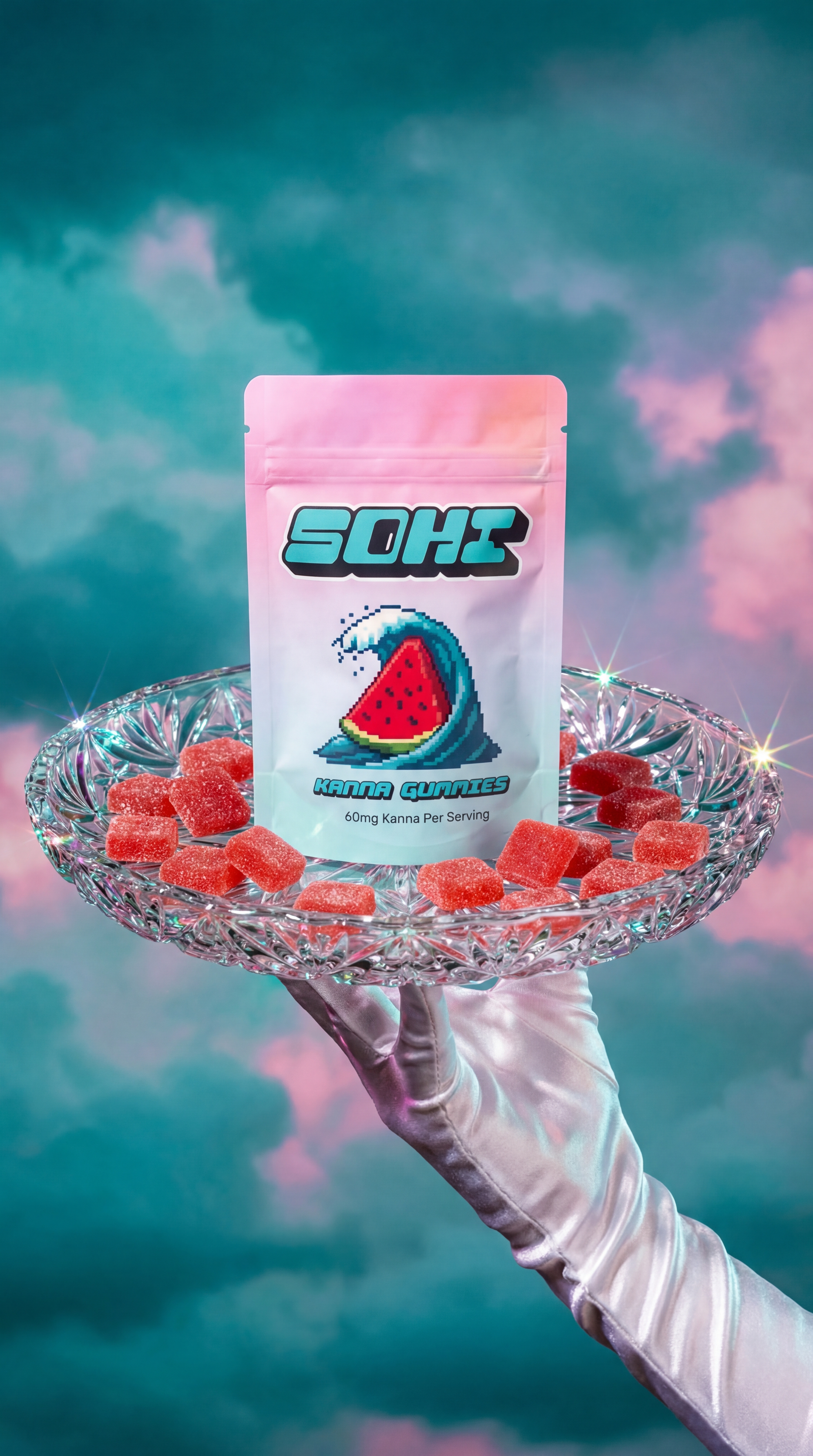 SOHI Watermelon Wave on crystal tray