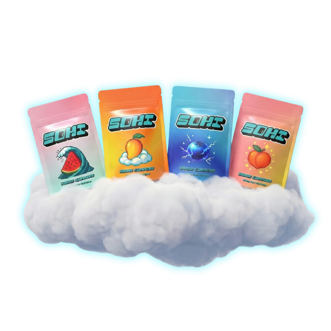 SOHI Kanna Gummies floating on cloud